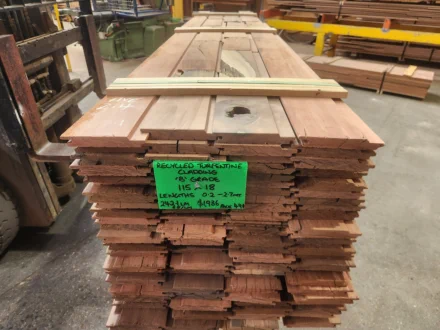 Recycled Re-milled Wharf Timber Shiplap Cladding - Turpentine 115 x 18mm - Rustic Grade - Pack Ref: 441